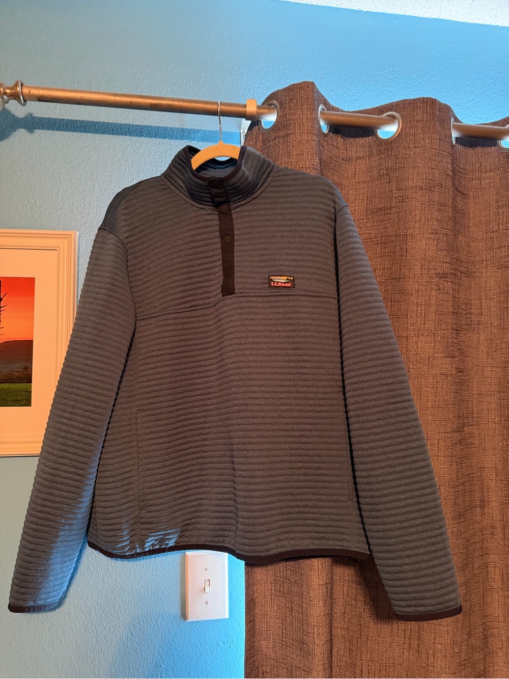 L.L. Bean Quilted Snap Mock-Neck Pullover Sweatshirt